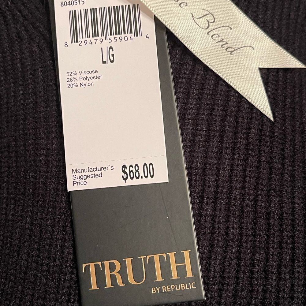 TRUTH V Neckline Rib knit sweater. Size: Large Color: Black - Picture 4 of 5